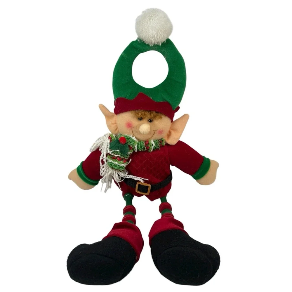 Christmas ELF Plush‎ Toy Door Hanger Red/Green , Felt,  COLLECTIBLE 22